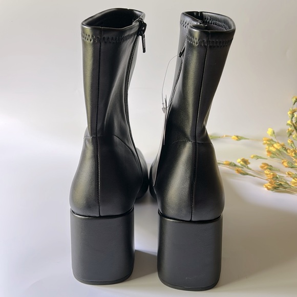 A New Day Target Pippa Stretch Ankle Chunky Block Heel Boots Faux Leather Black - Picture 7 of 11